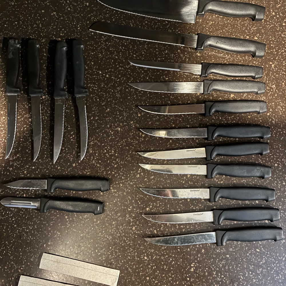 18PC CHEFMATE BLACK HANDLE KNIFE SET